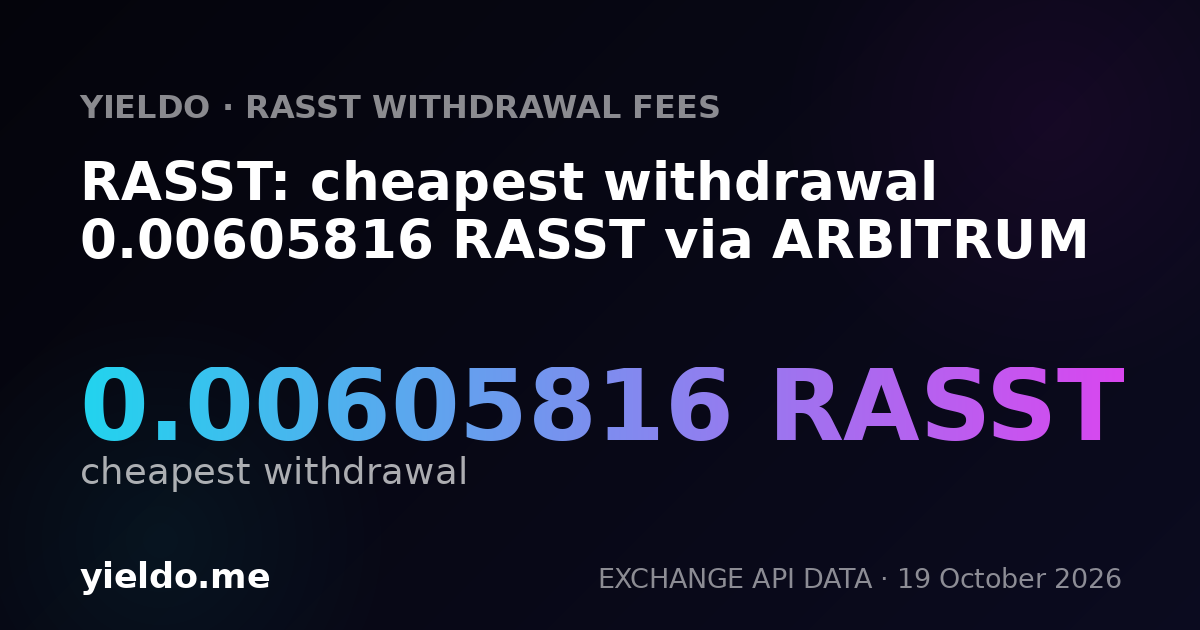 RASST: cheapest withdrawal 0.00605816 RASST via ARBITRUM