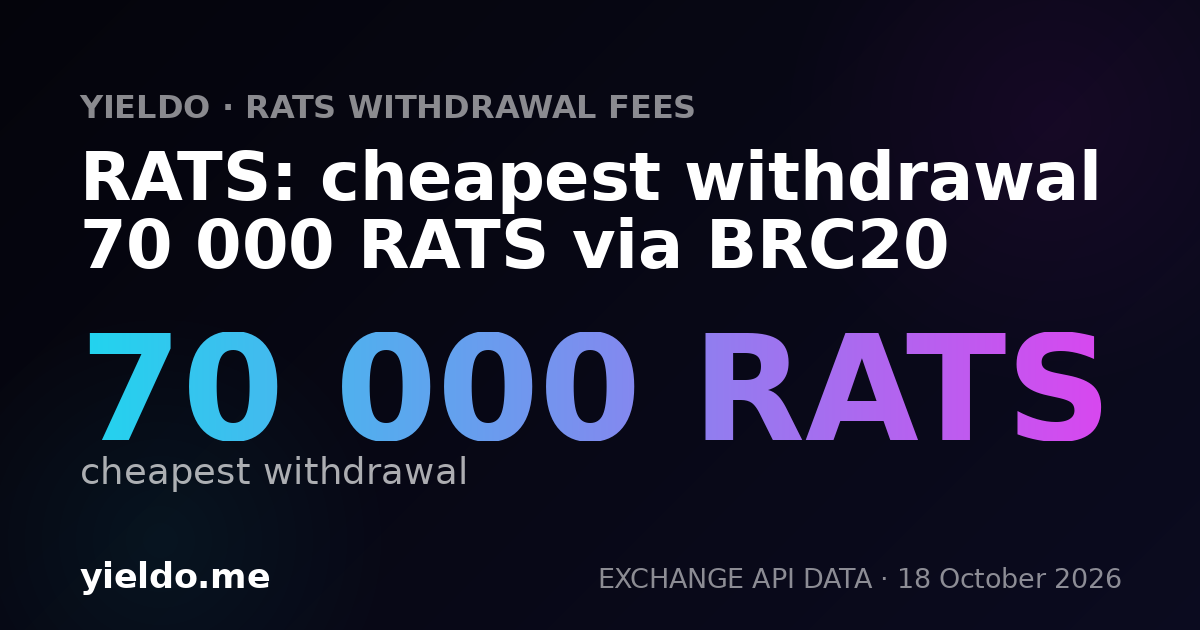 RATS: cheapest withdrawal 70 000 RATS via BRC20