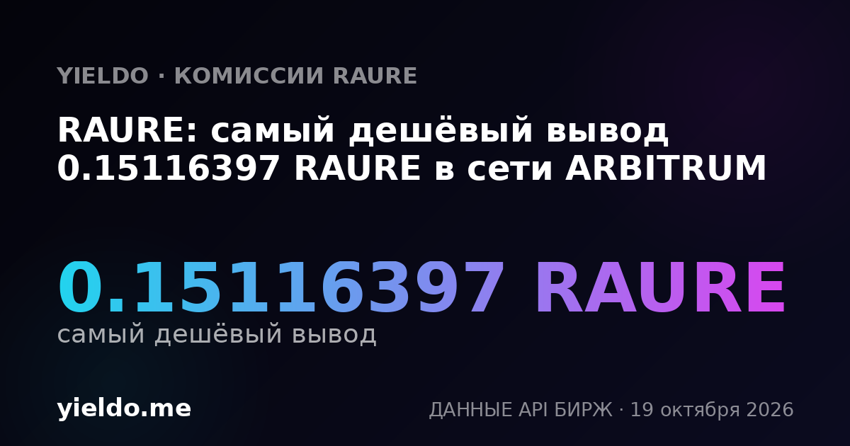 RAURE: самый дешёвый вывод 0.15116397 RAURE в сети ARBITRUM