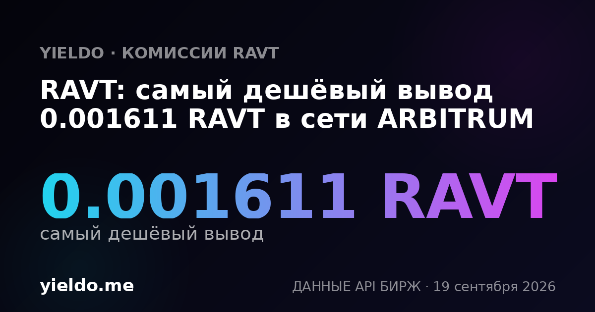 RAVT: самый дешёвый вывод 0.00158705 RAVT в сети ARBITRUM
