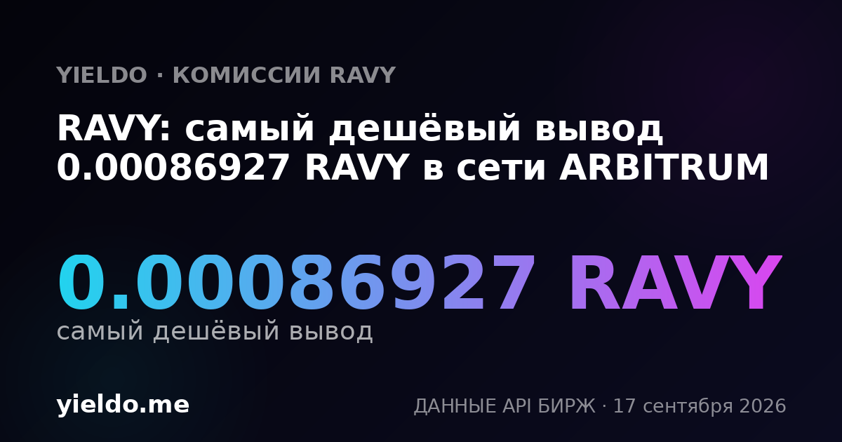 RAVY: самый дешёвый вывод 0.0008721 RAVY в сети ARBITRUM