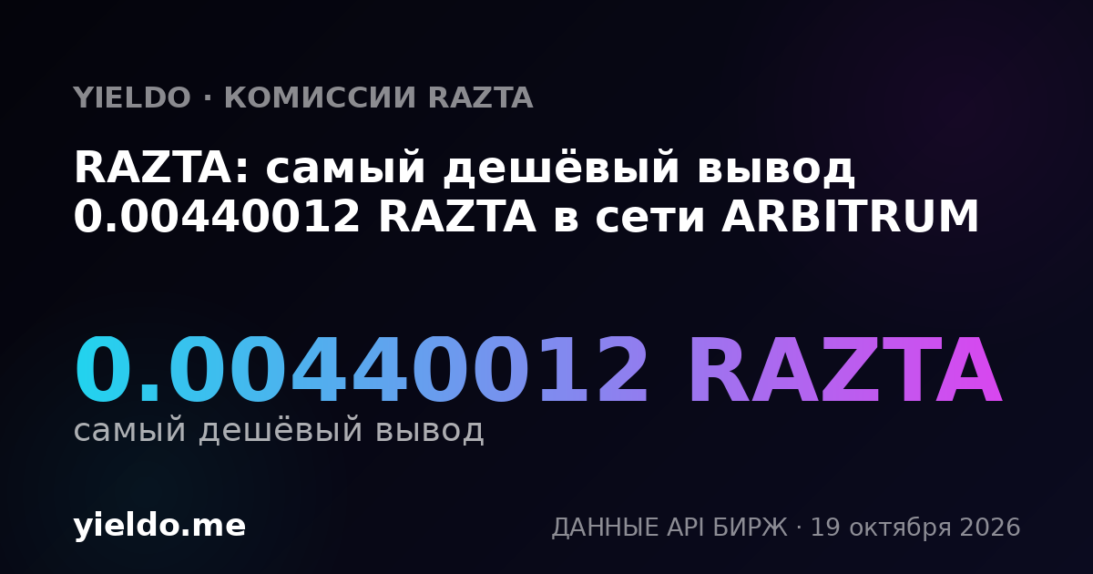 RAZTA: самый дешёвый вывод 0.00440012 RAZTA в сети ARBITRUM