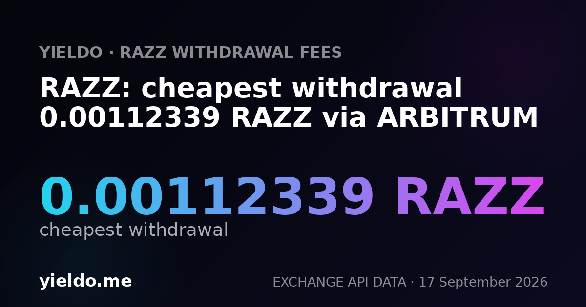 RAZZ: cheapest withdrawal 0.00113072 RAZZ via ARBITRUM