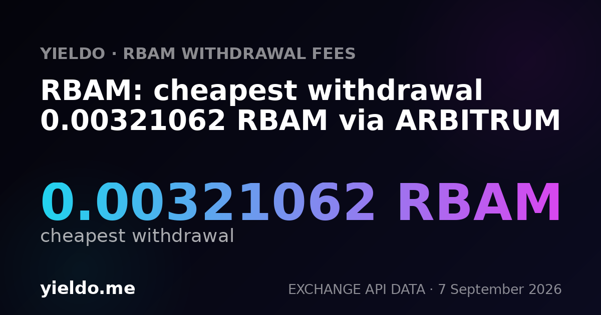 RBAM: cheapest withdrawal 0.00321062 RBAM via ARBITRUM