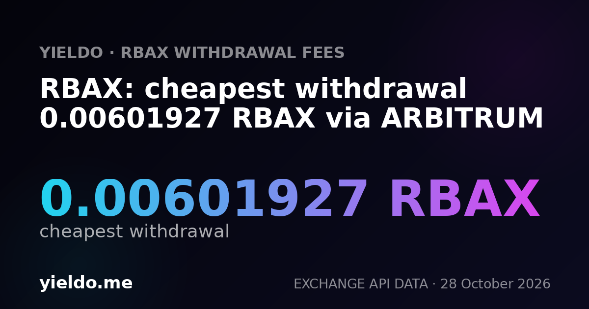 RBAX: cheapest withdrawal 0.00601927 RBAX via ARBITRUM