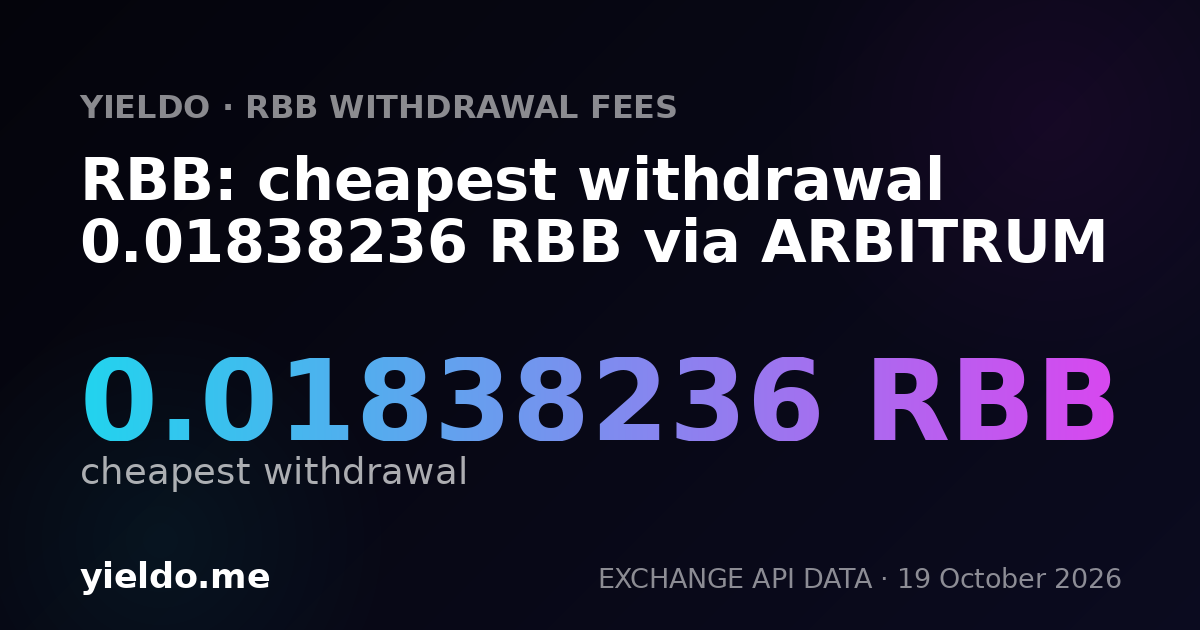 RBB: cheapest withdrawal 0.01838236 RBB via ARBITRUM