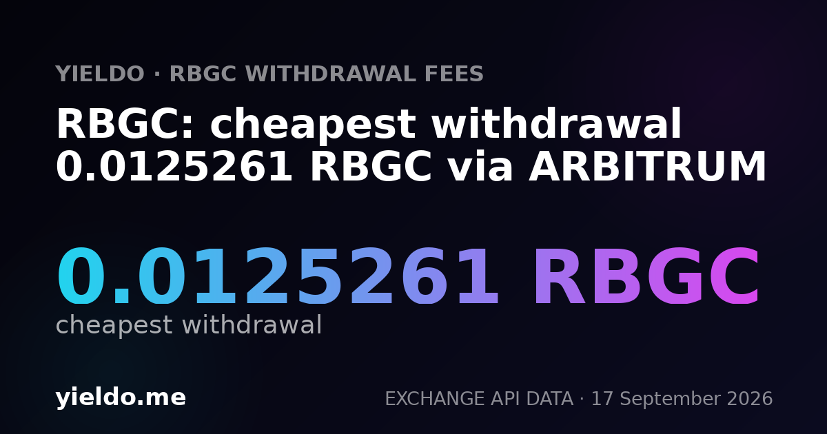 RBGC: cheapest withdrawal 0.01231528 RBGC via ARBITRUM