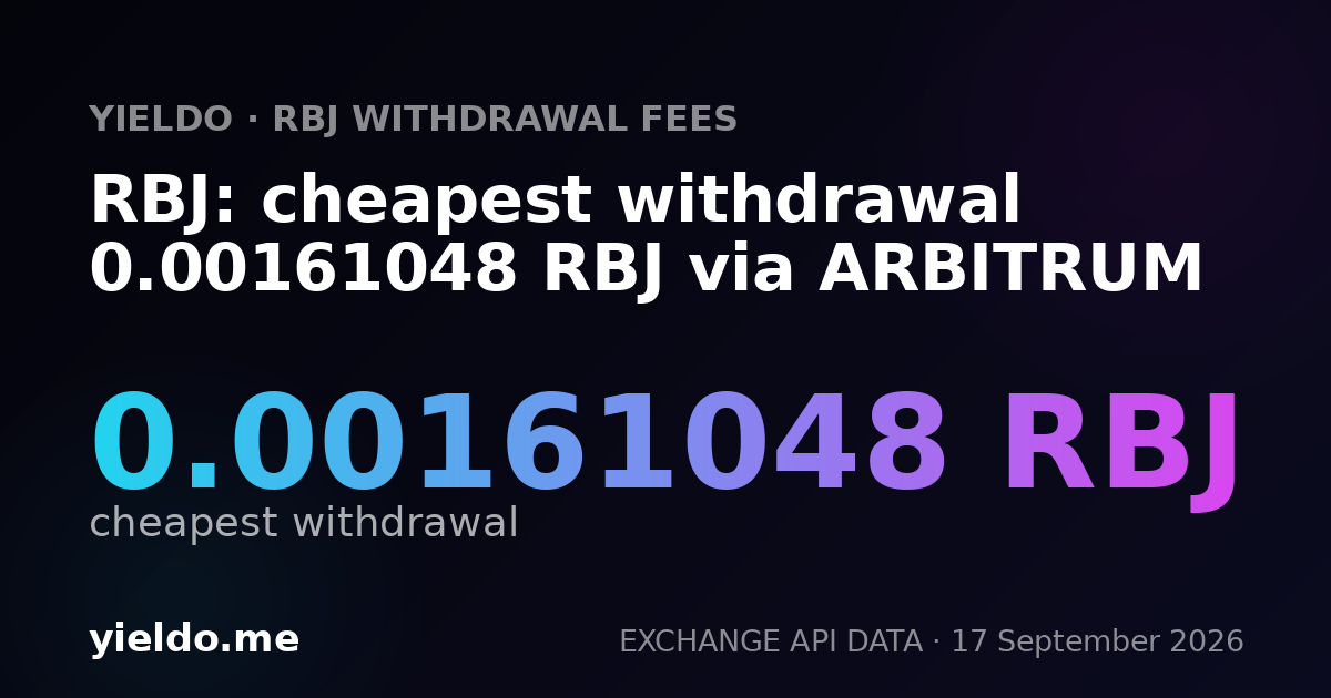 RBJ: cheapest withdrawal 0.00161326 RBJ via ARBITRUM