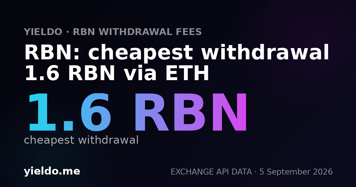 RBN: cheapest withdrawal 1.6 RBN via ETH