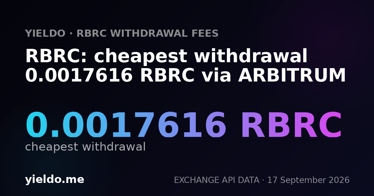 RBRC: cheapest withdrawal 0.0017718 RBRC via ARBITRUM
