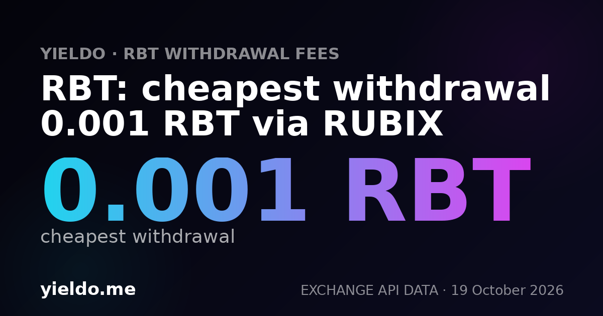 RBT: cheapest withdrawal 0.001 RBT via RUBIX