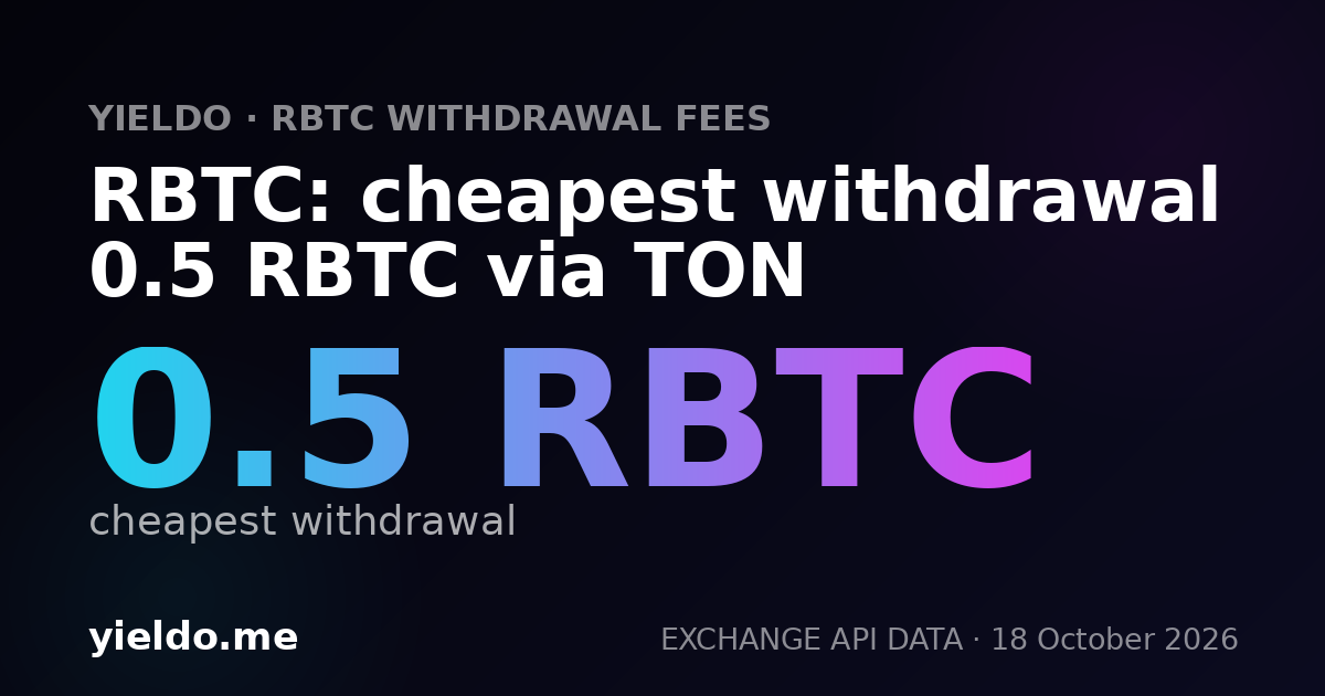 RBTC: cheapest withdrawal 0.5 RBTC via TON