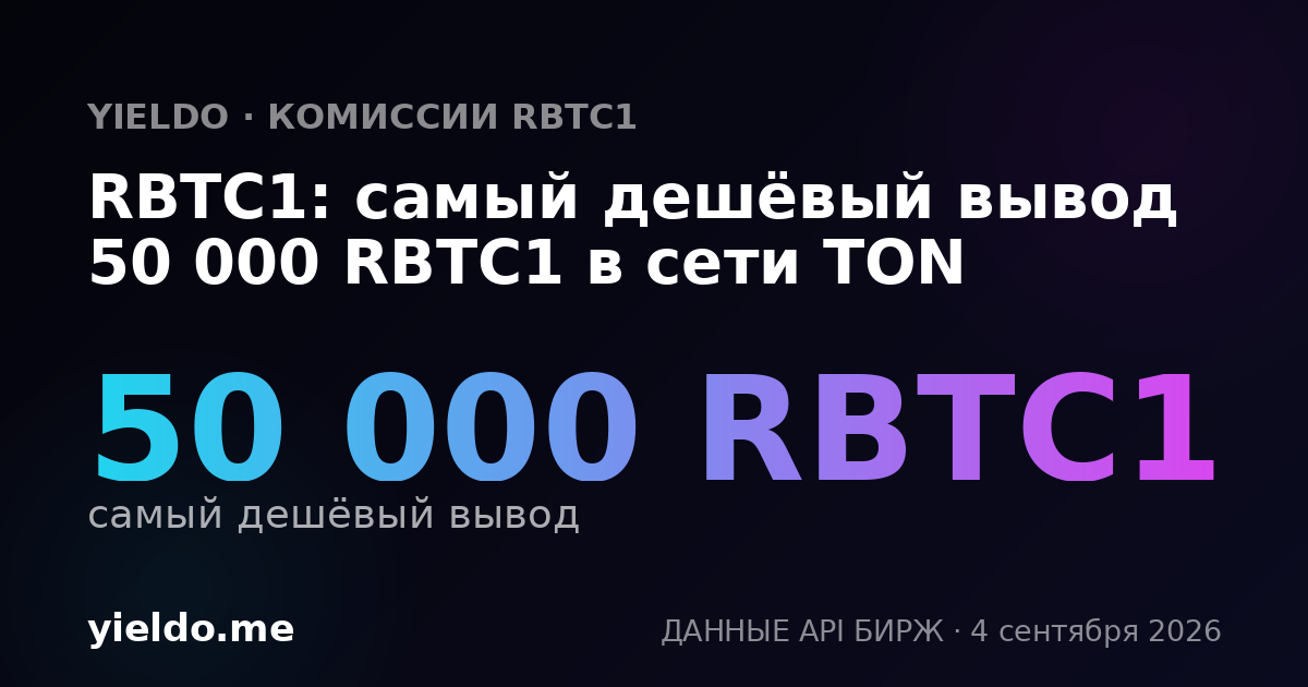 RBTC1: самый дешёвый вывод 50 000 RBTC1 в сети TON