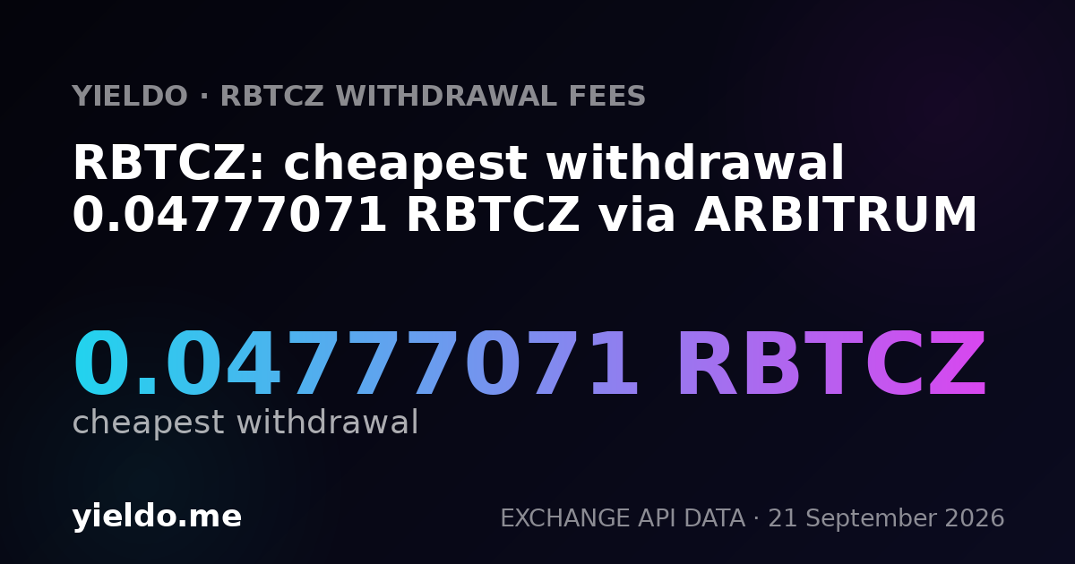RBTCZ: cheapest withdrawal 0.04777071 RBTCZ via ARBITRUM