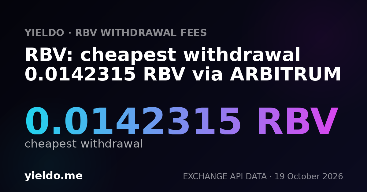 RBV: cheapest withdrawal 0.0142315 RBV via ARBITRUM