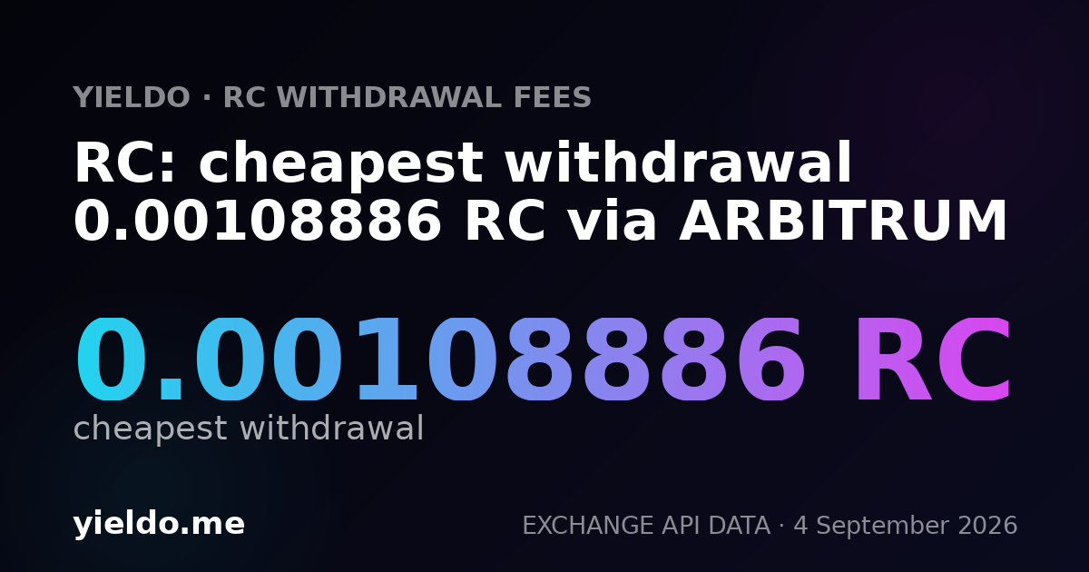 RC: cheapest withdrawal 0.00108886 RC via ARBITRUM