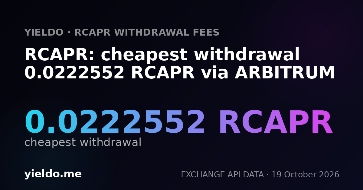 RCAPR: cheapest withdrawal 0.0222552 RCAPR via ARBITRUM