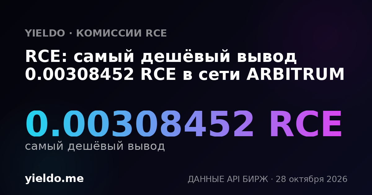 RCE: самый дешёвый вывод 0.00308452 RCE в сети ARBITRUM