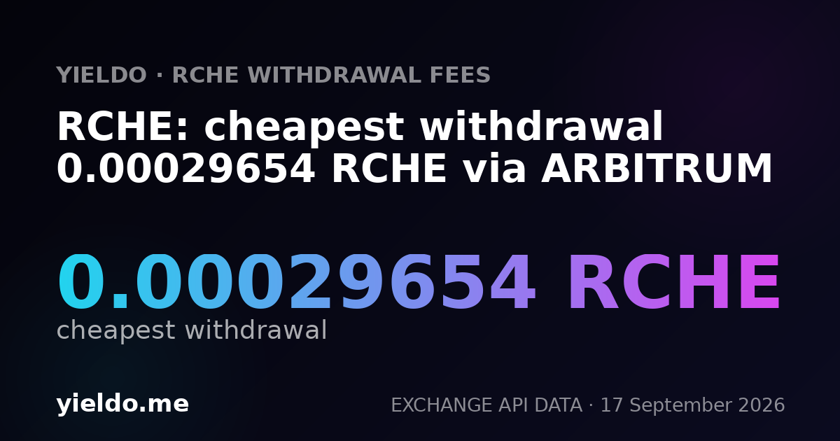 RCHE: cheapest withdrawal 0.00029355 RCHE via ARBITRUM