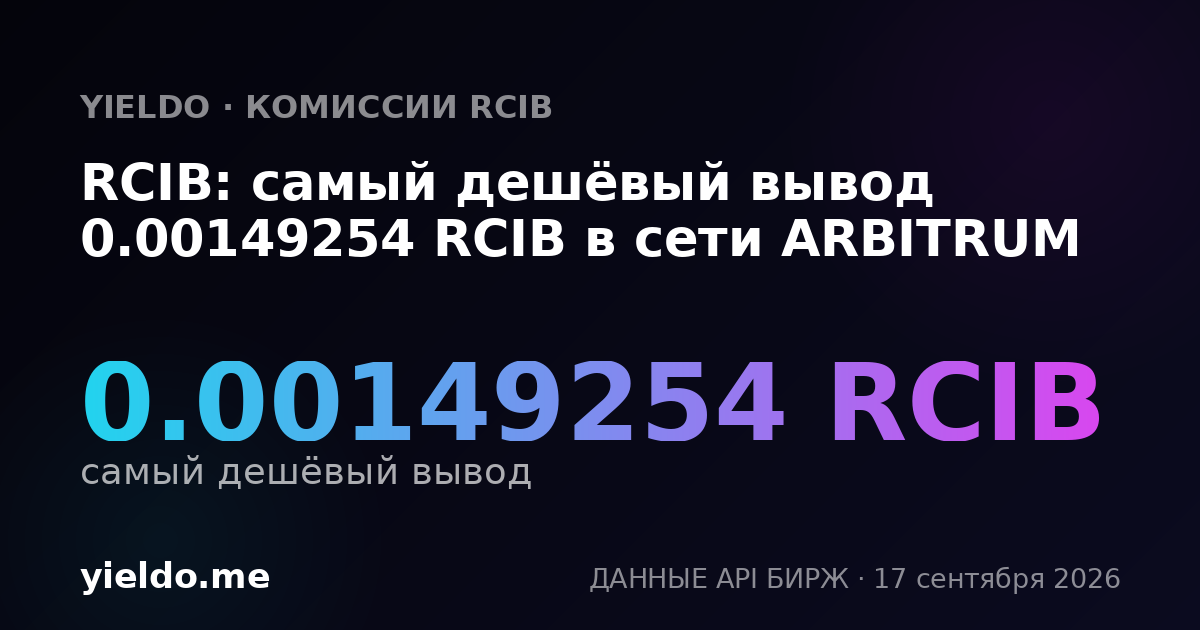 RCIB: самый дешёвый вывод 0.00152564 RCIB в сети ARBITRUM