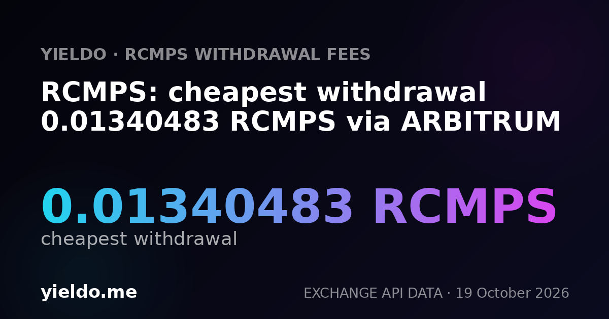 RCMPS: cheapest withdrawal 0.01395349 RCMPS via ARBITRUM