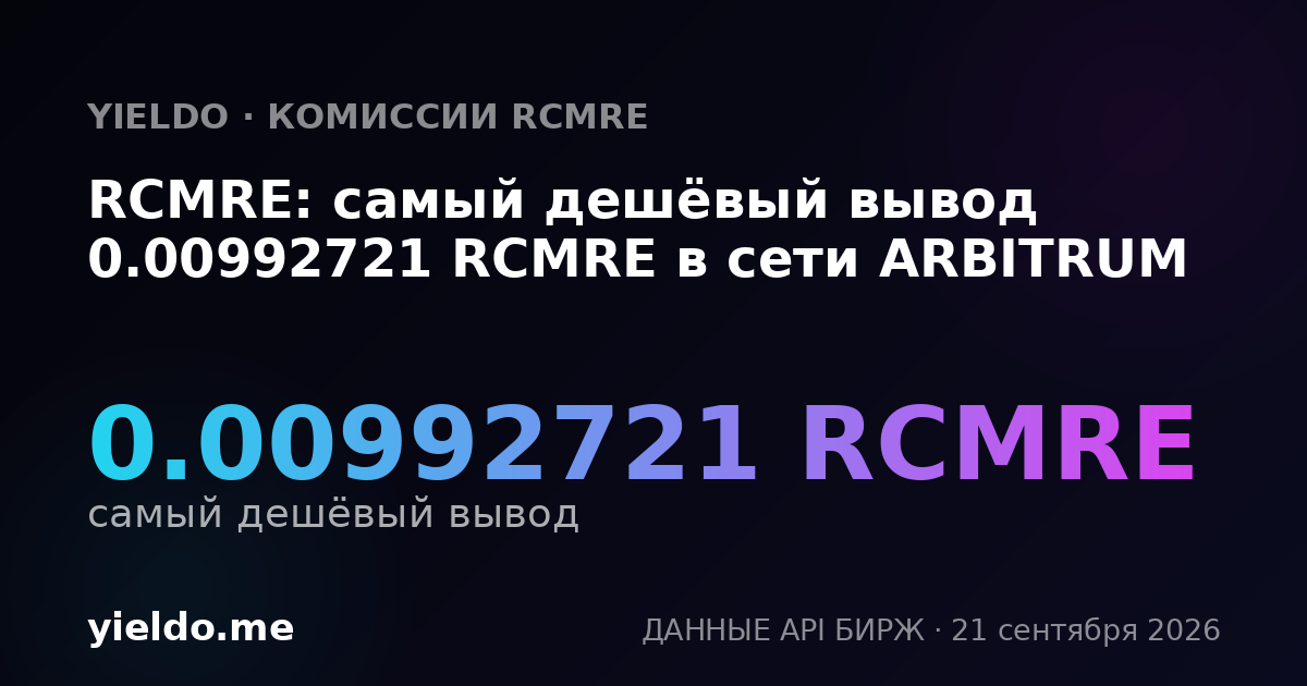 RCMRE: самый дешёвый вывод 0.009927 RCMRE в сети ARBITRUM