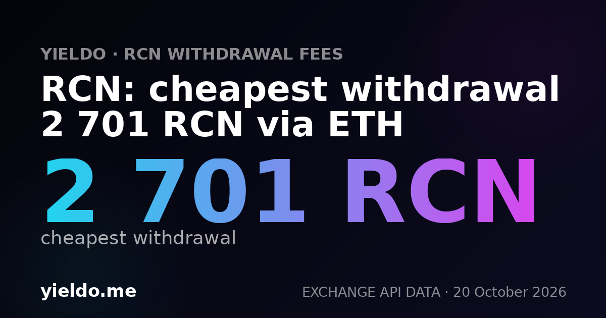 RCN: cheapest withdrawal 2 701 RCN via ETH