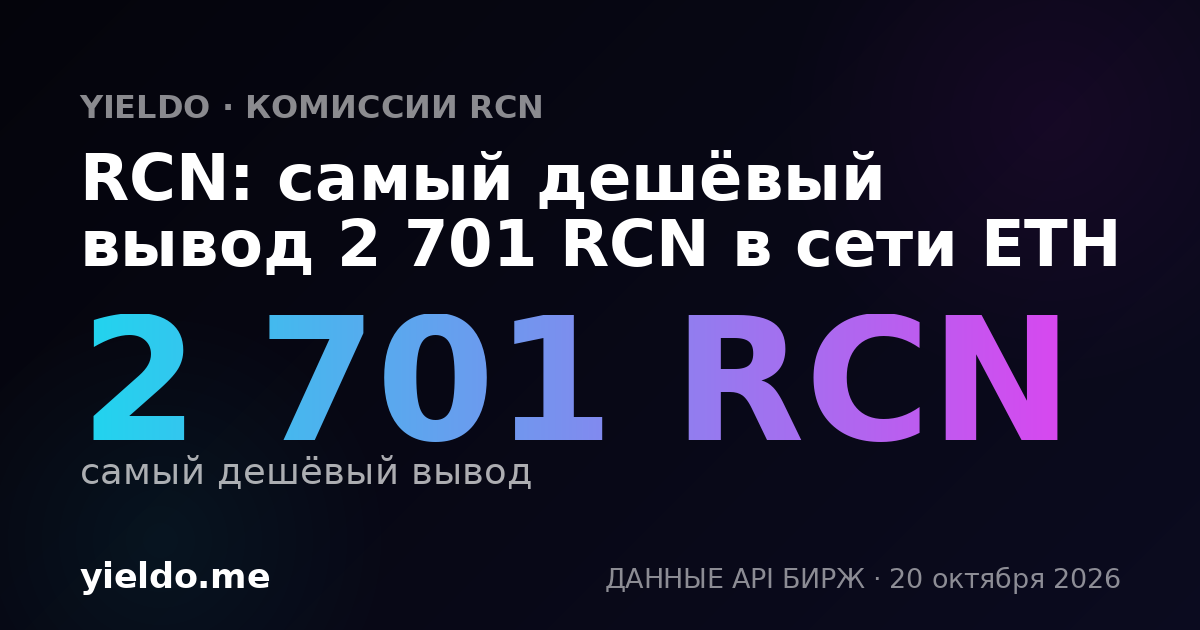 RCN: самый дешёвый вывод 2 701 RCN в сети ETH