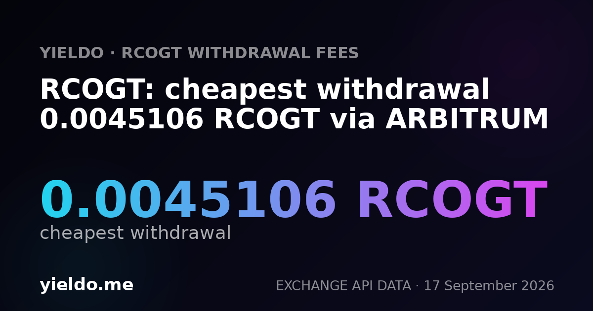 RCOGT: cheapest withdrawal 0.00460406 RCOGT via ARBITRUM