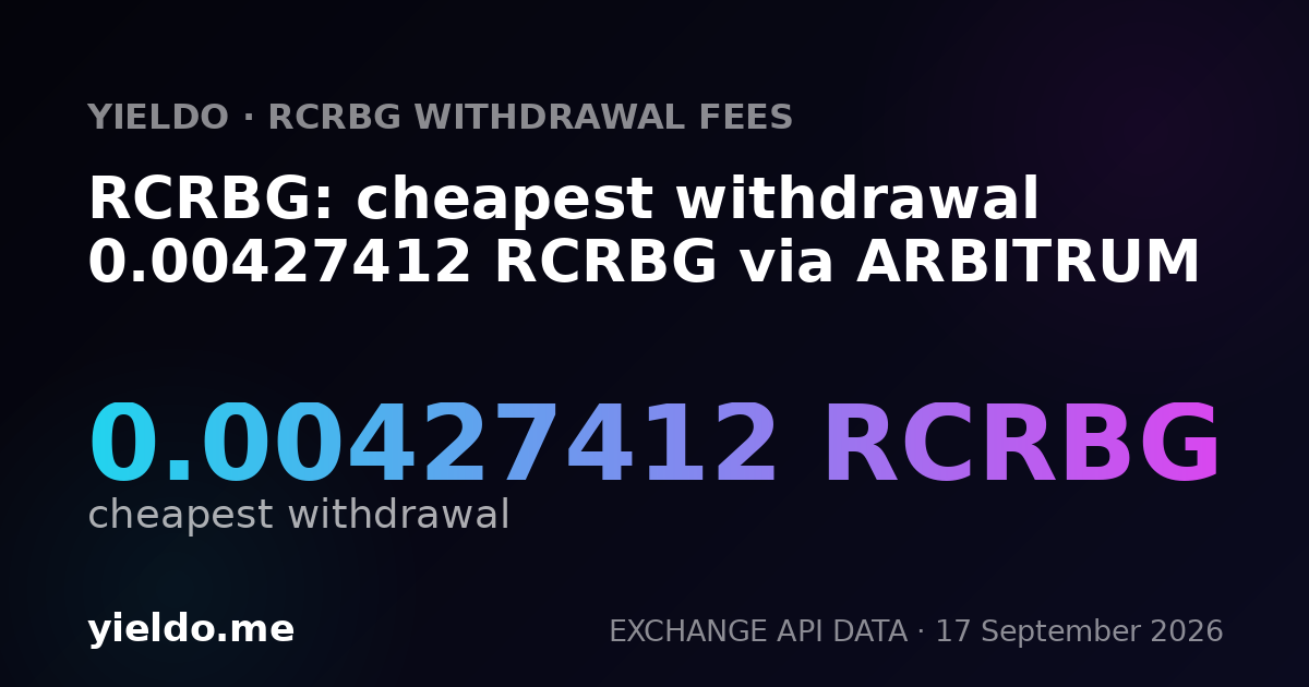 RCRBG: cheapest withdrawal 0.0042894 RCRBG via ARBITRUM