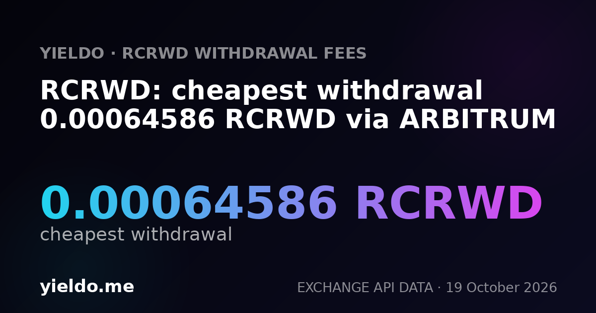 RCRWD: cheapest withdrawal 0.00066258 RCRWD via ARBITRUM