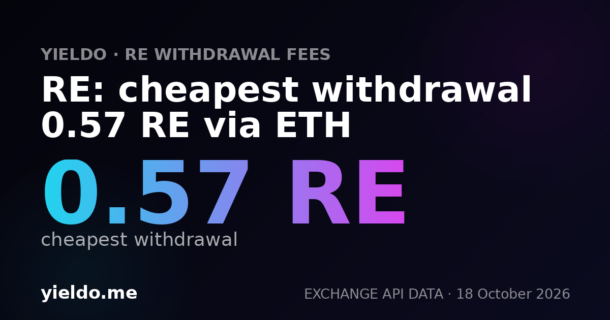 RE: cheapest withdrawal 0.58 RE via ETH