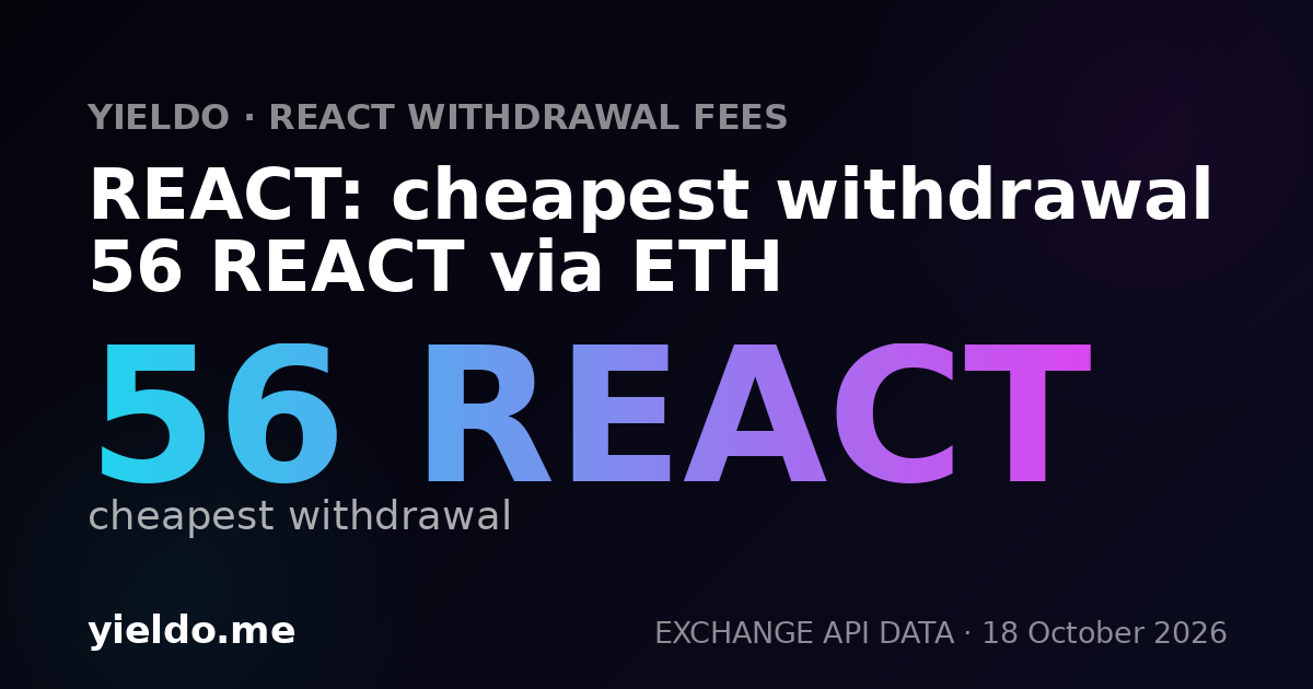 REACT: cheapest withdrawal 56 REACT via ETH