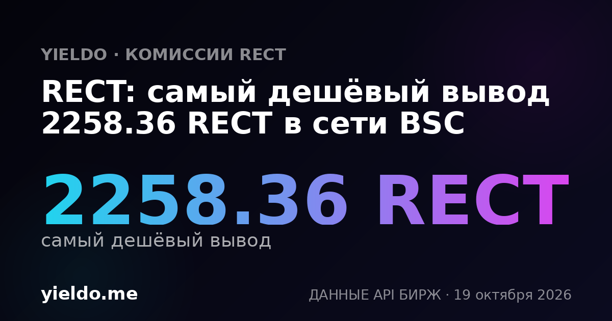 RECT: самый дешёвый вывод 2258.36 RECT в сети BSC