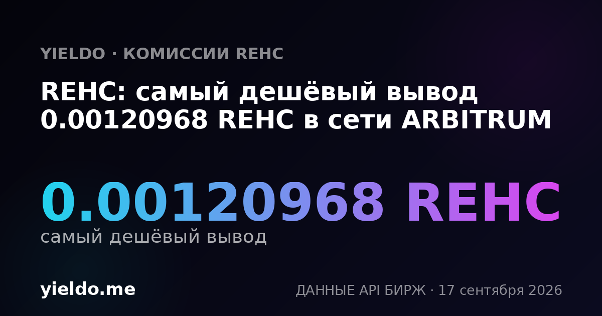 REHC: самый дешёвый вывод 0.00121056 REHC в сети ARBITRUM