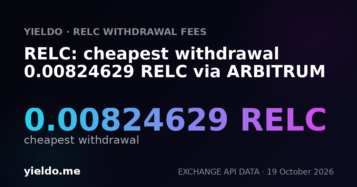 RELC: cheapest withdrawal 0.00824629 RELC via ARBITRUM