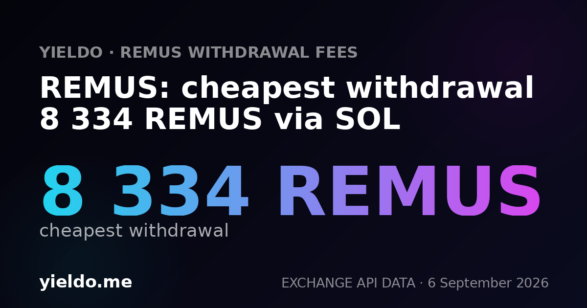 REMUS: cheapest withdrawal 8 334 REMUS via SOL