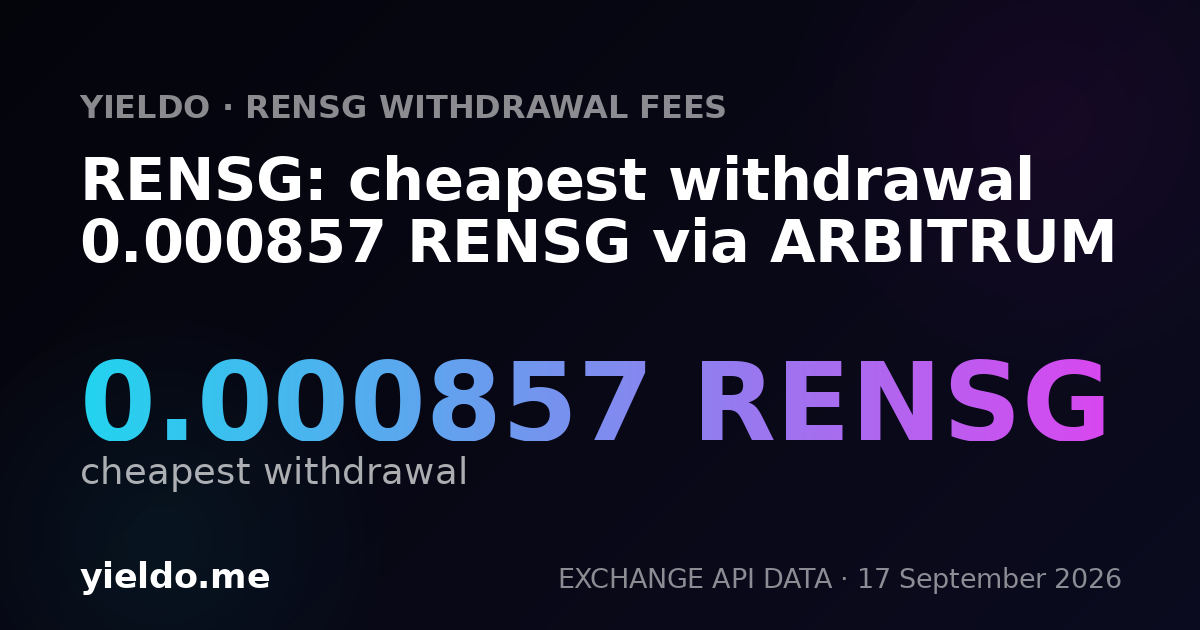 RENSG: cheapest withdrawal 0.00083917 RENSG via ARBITRUM