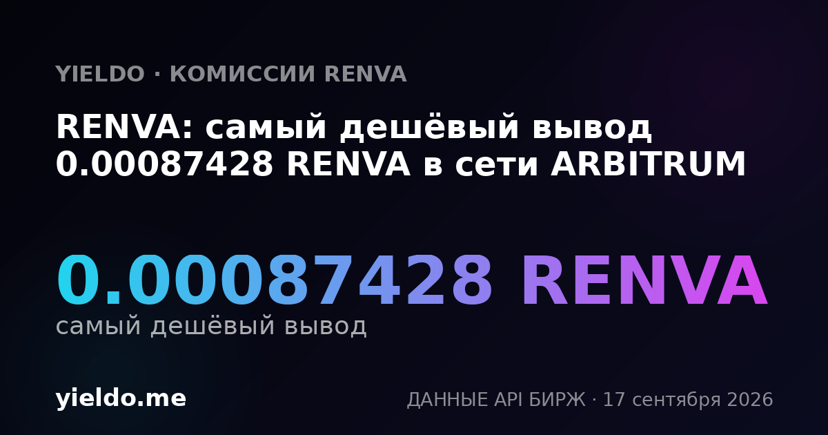 RENVA: самый дешёвый вывод 0.00087428 RENVA в сети ARBITRUM