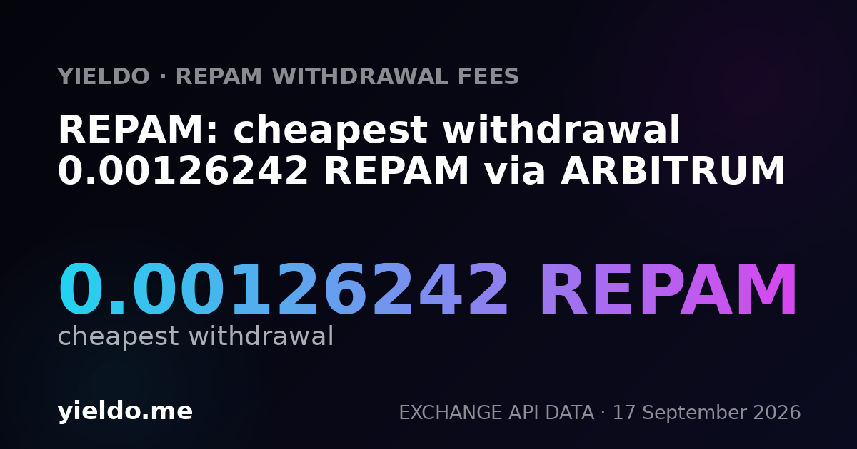 REPAM: cheapest withdrawal 0.00126242 REPAM via ARBITRUM