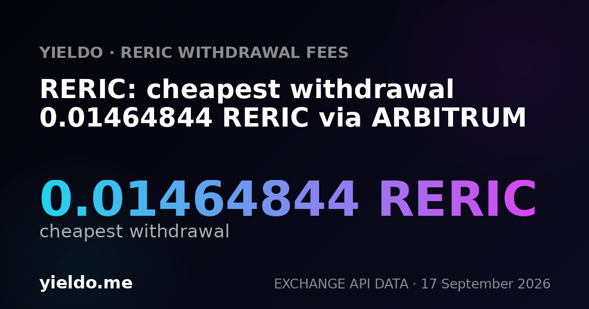 RERIC: cheapest withdrawal 0.01495514 RERIC via ARBITRUM