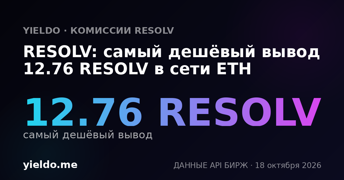 RESOLV: самый дешёвый вывод 12.59 RESOLV в сети ETH