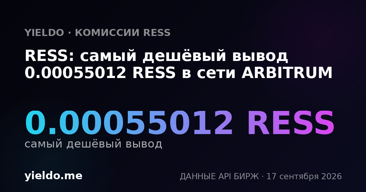 RESS: самый дешёвый вывод 0.00055012 RESS в сети ARBITRUM