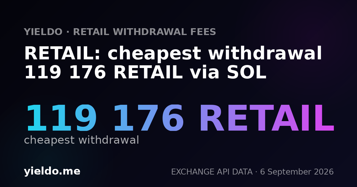 RETAIL: cheapest withdrawal 119 176 RETAIL via SOL