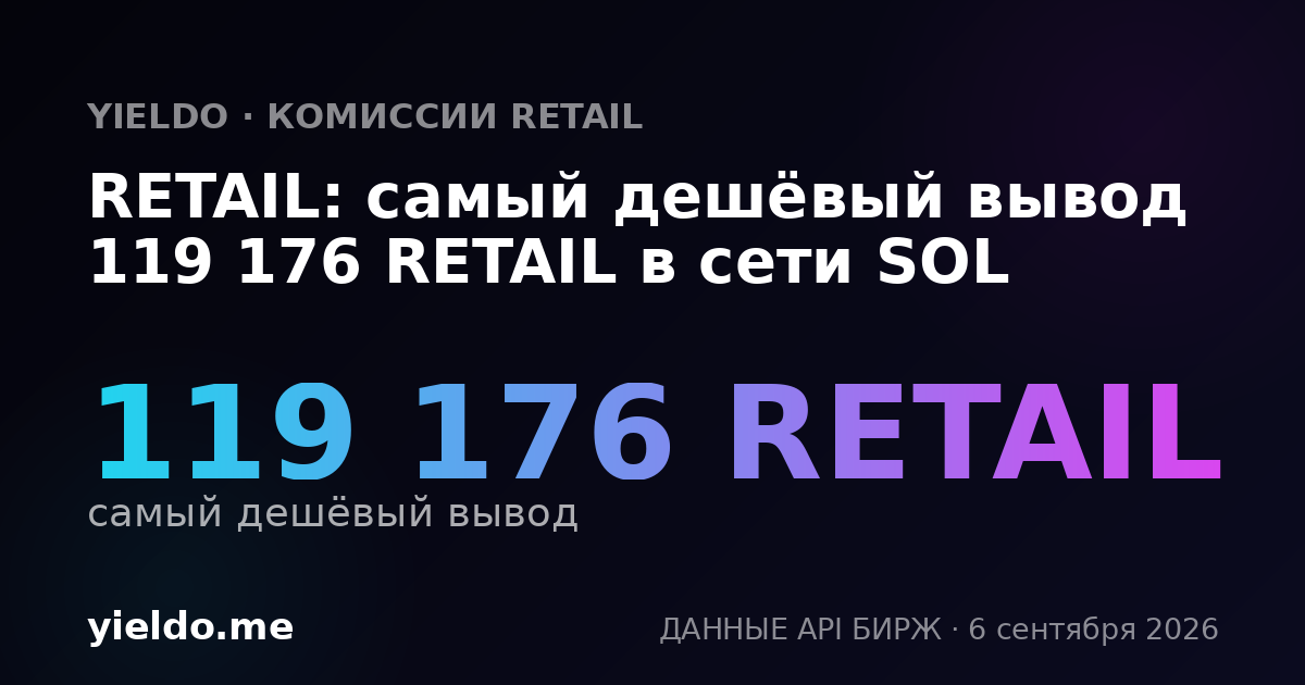 RETAIL: самый дешёвый вывод 119 176 RETAIL в сети SOL