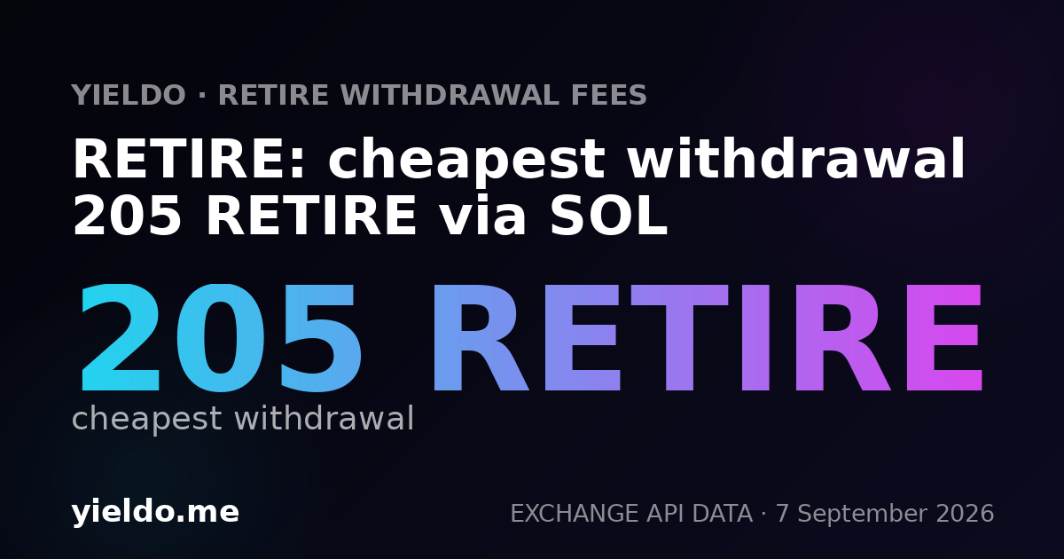 RETIRE: cheapest withdrawal 205 RETIRE via SOL