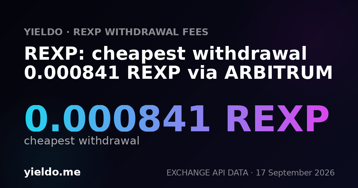 REXP: cheapest withdrawal 0.00083594 REXP via ARBITRUM
