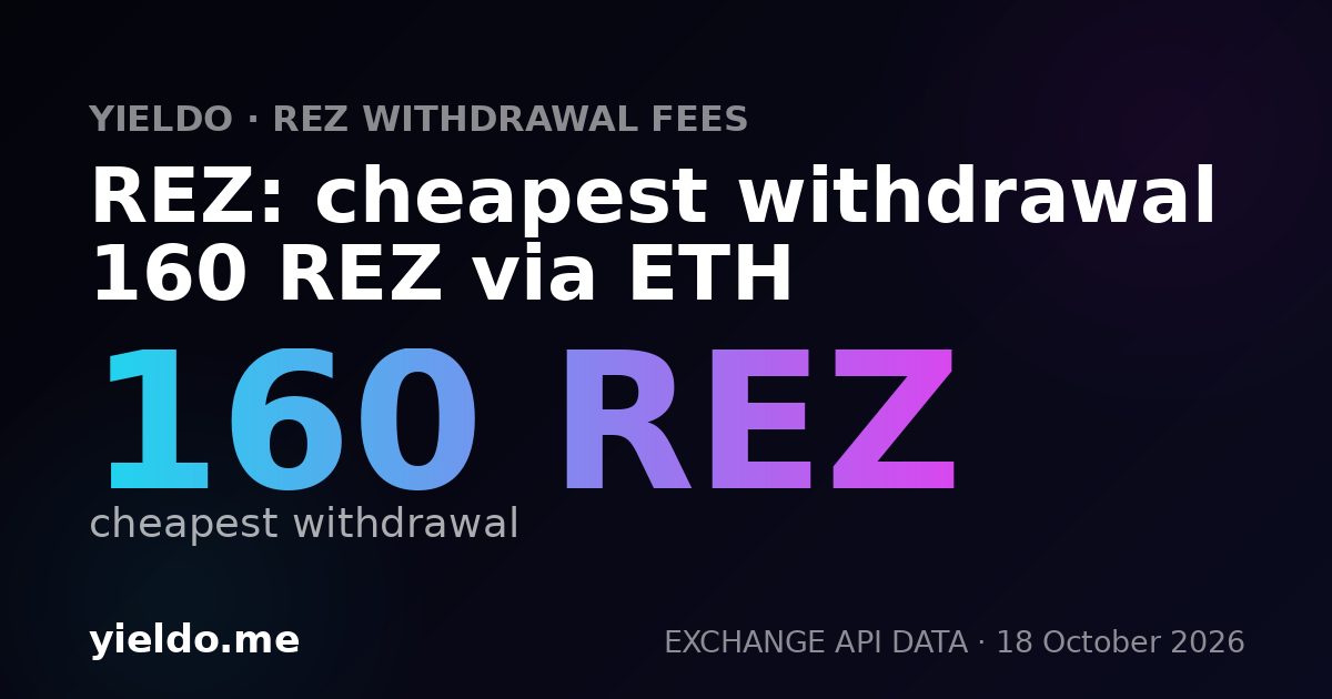 REZ: cheapest withdrawal 160 REZ via ETH