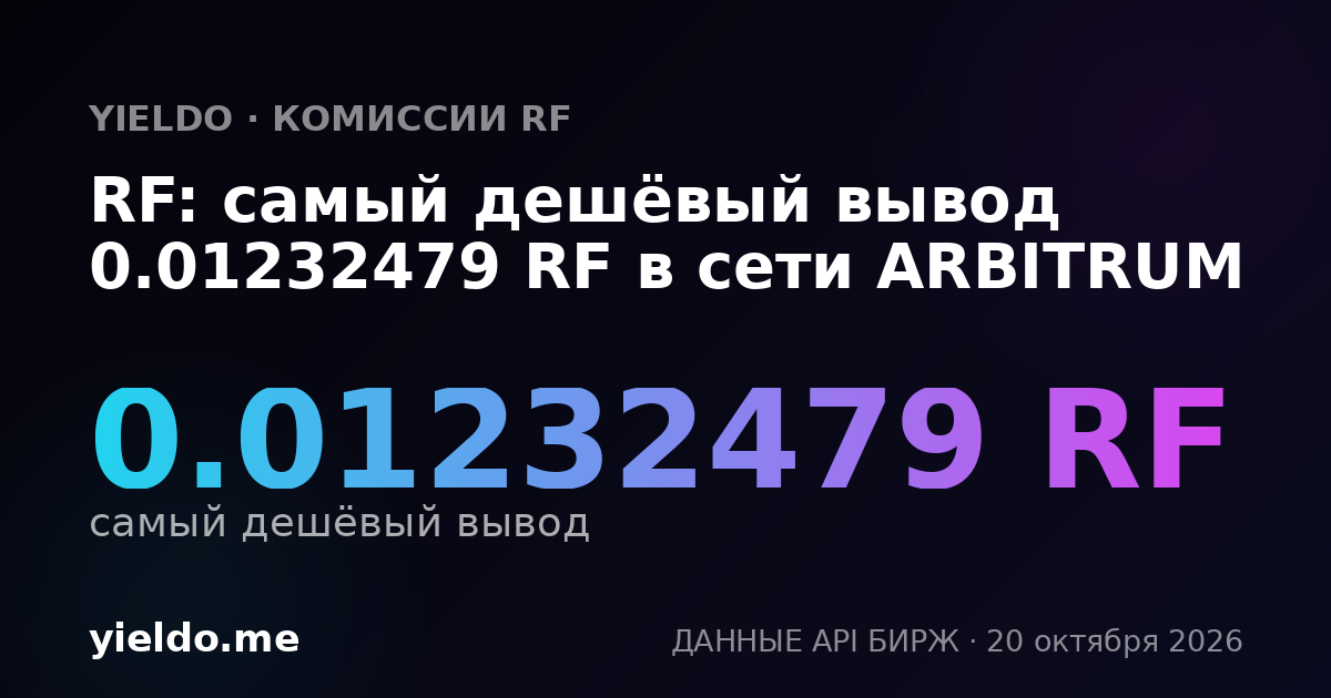 RF: самый дешёвый вывод 0.01232479 RF в сети ARBITRUM
