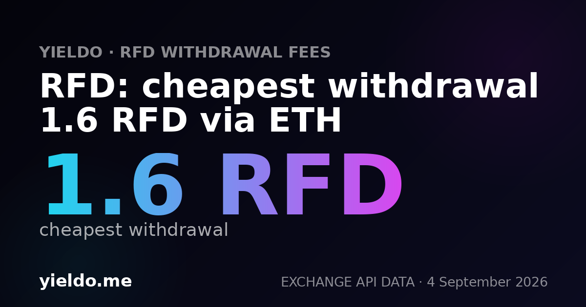 RFD: cheapest withdrawal 1.6 RFD via ETH